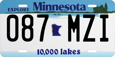 MN license plate 087MZI