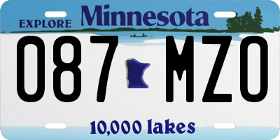 MN license plate 087MZO