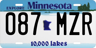 MN license plate 087MZR
