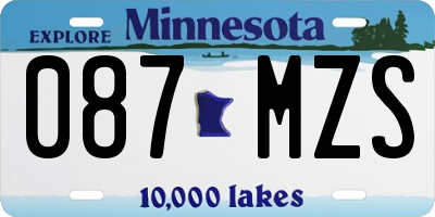 MN license plate 087MZS