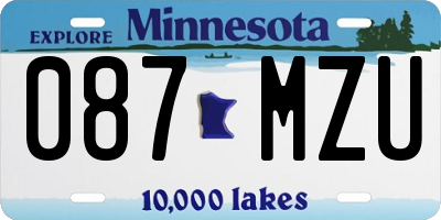 MN license plate 087MZU