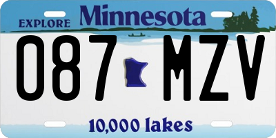 MN license plate 087MZV