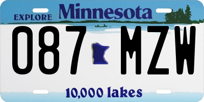 MN license plate 087MZW