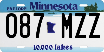 MN license plate 087MZZ