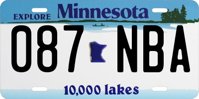MN license plate 087NBA