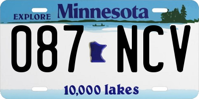 MN license plate 087NCV