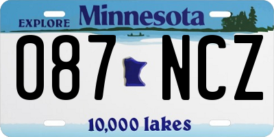 MN license plate 087NCZ