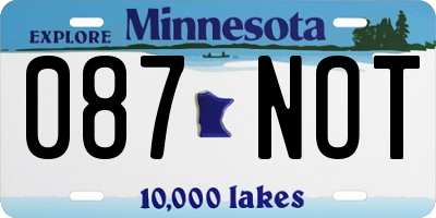 MN license plate 087NOT