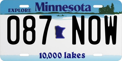 MN license plate 087NOW