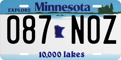 MN license plate 087NOZ