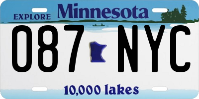 MN license plate 087NYC