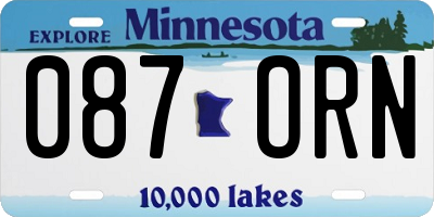 MN license plate 087ORN
