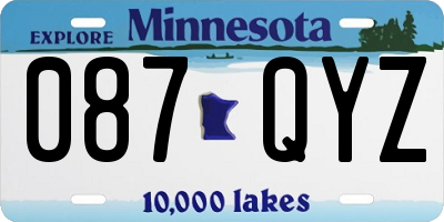MN license plate 087QYZ