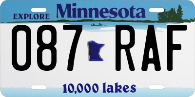 MN license plate 087RAF