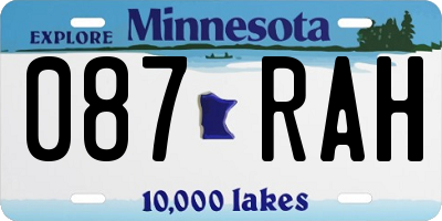 MN license plate 087RAH