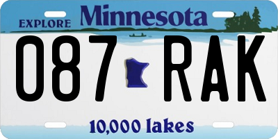 MN license plate 087RAK