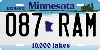 MN license plate 087RAM