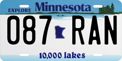 MN license plate 087RAN