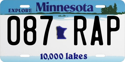 MN license plate 087RAP
