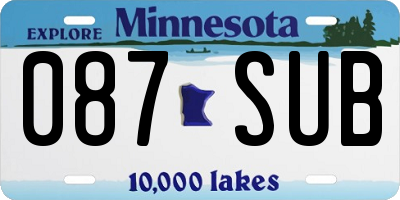 MN license plate 087SUB