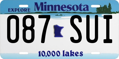 MN license plate 087SUI
