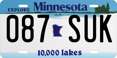 MN license plate 087SUK