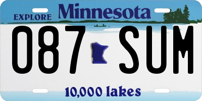 MN license plate 087SUM