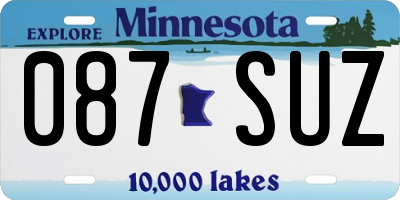 MN license plate 087SUZ