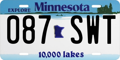 MN license plate 087SWT
