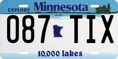 MN license plate 087TIX