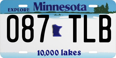 MN license plate 087TLB