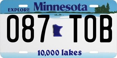 MN license plate 087TOB