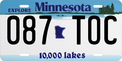 MN license plate 087TOC