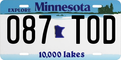 MN license plate 087TOD