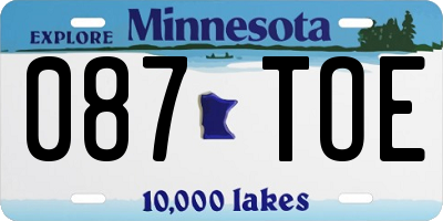 MN license plate 087TOE