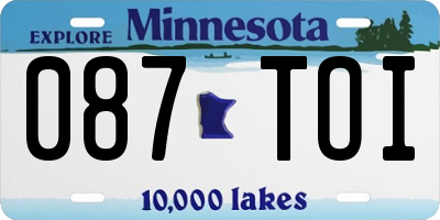 MN license plate 087TOI