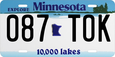 MN license plate 087TOK