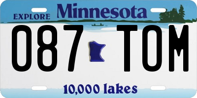 MN license plate 087TOM
