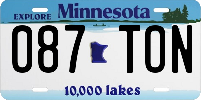 MN license plate 087TON