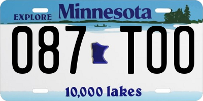 MN license plate 087TOO