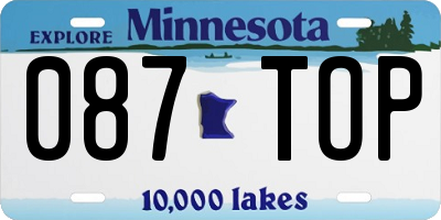 MN license plate 087TOP