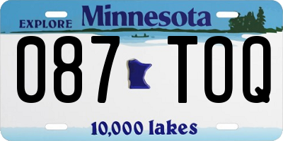MN license plate 087TOQ