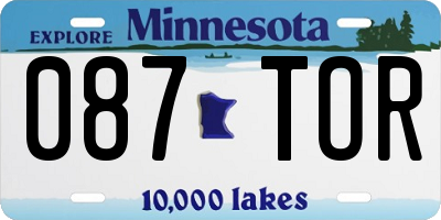 MN license plate 087TOR