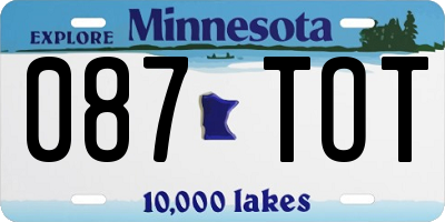 MN license plate 087TOT