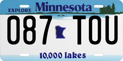 MN license plate 087TOU