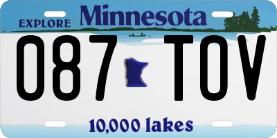 MN license plate 087TOV