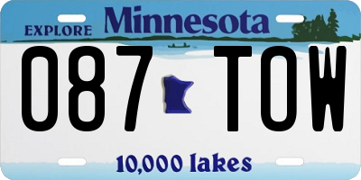 MN license plate 087TOW