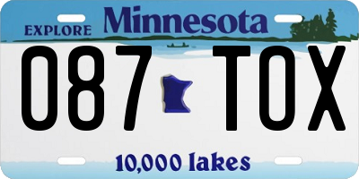 MN license plate 087TOX