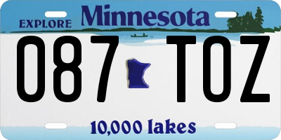 MN license plate 087TOZ