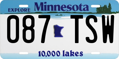 MN license plate 087TSW